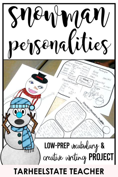 January Classroom Activities, Winter Classroom Ideas, Adjective Word List, Snowmen At Night Activities, Winter Class Party, Writing Celebration, Snowman Writing Activities, Snowman Creative, Story Planner