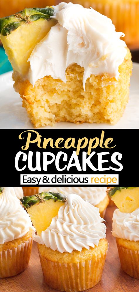 The Best Easy Pineapple Cupcakes With Coconut Frosting