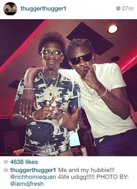 Young thug and rich homie quan Future And Drake, Rich Gang, Rich Homie Quan, Nicki Minaj Photos, Black Couples Goals, Rap Aesthetic, Young Life, Young Thug, Really Funny Pictures