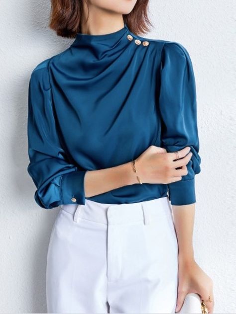 Formal Blouses For Women Classy, Formal Tops For Women Blouses Fashion, Work Tops For Women Office Style, Stylish Tops For Women Classy, Formal Tops For Women, Formal Blouses For Women, Formal Blouses, Chiffon Dress Short, Formal Tops