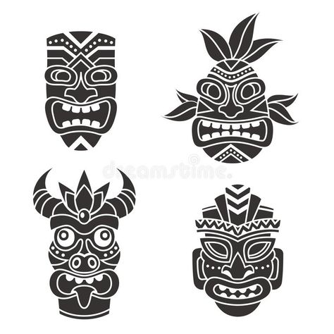 Indian Totem, Totem Pole Art, Mayan Mask, Aboriginal Symbols, Aztec Mask, Tiki Tattoo, Tiki Faces, Totem Design, Maori Tattoo Designs