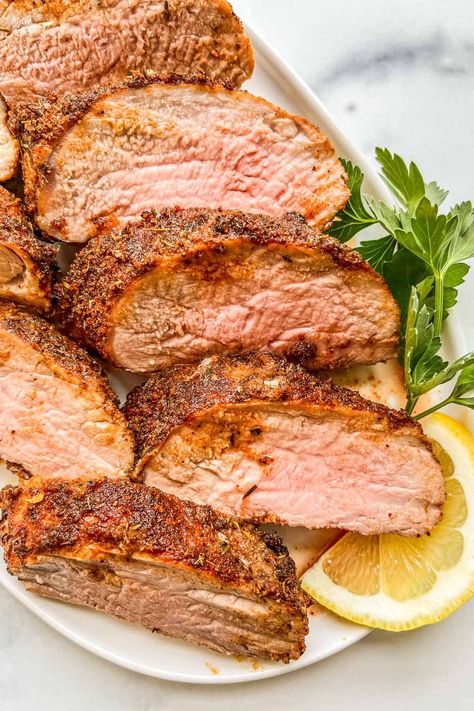 This delicious roast pork tenderloin recipe with a dry rub is easy to make and tastes great! Oven Baked Pork Tenderloin, Pork Tenderloin Rub, Oven Roasted Pork Tenderloin, Best Pork Tenderloin Recipe, Roast Pork Tenderloin, Oven Roasted Pork, Pork Tenderloin Oven, Roasted Pork Tenderloin Recipes, Easy Pork Tenderloin