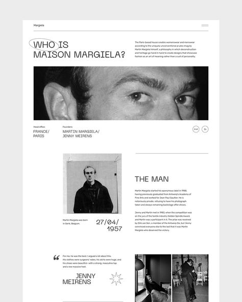 Maison Margiela website concept on Behance Clean Portfolio Website Design, Editorial Layout Website, Minimalist Editorial Design Layout, Archive Website Design, Portfolio About Me Page Design, Web Design Black And White, Minimalist Magazine Design, Edgy Website Design Inspiration, Web Magazine Design