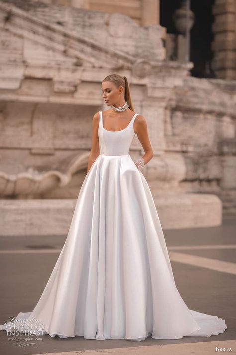 Wedding Dress With Gloves Long, Satin Bride Dress, Fall 2023 Wedding, 2023 Wedding Dresses, A Line Ball Gown, Straight Wedding Dresses, Satin Ball Gown, Classy Wedding Dress, Boda Mexicana