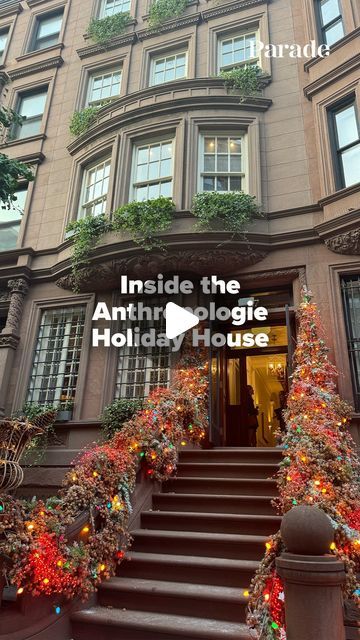 PARADE Magazine on Instagram: "The @anthropologie x @shopterrain Holiday House just got us in the festive spirit way earlier than anticipated (but we aren't mad about it 🎄). We're hereby saving our pennies to one day purchase this $14 million Upper West Side brownstone. ⁠For those not quite ready to go all in on Christmas yet, head to our link in bio for some of our Anthro fall faves. ⁠
.⁠
.⁠
.⁠
#anthropologie #christmas #nyc #brownstone #christmasdecor" Modern Holiday Art, Christmas Anthropologie Display, Anthropologie Christmas Inspiration, Anthropologie Christmas Mantle, Brownstone Christmas Decor, Anthropologie Christmas Tree Ideas, Anthropology Christmas Tree, Traditional Modern Christmas Decor, Architectural Digest Christmas