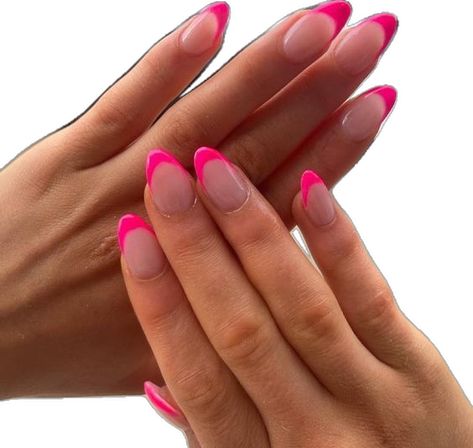 Dark Pink Nail Polish, Hot Pink French Tip Nails, Hot Pink French Tip, Nails Hot Pink, Hot Pink Nail Polish, Pink French Tip Nails, Pink French Tip, Dark Pink Nails, Hoco Nails