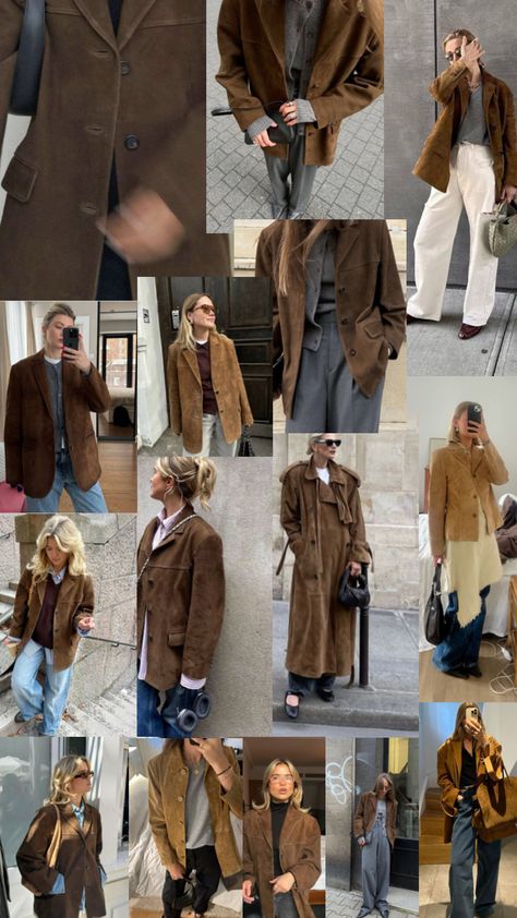 Fall Trend 2024 : Brown Suede Jackets 🤎 #fall #autumn #fashion #trend #cphstyle #göteborg #gothenburgstyle #matildadjerf #scandistyle #brownsuede #suedejacket #trend2024 #fall2024 Suede Fashion 2024, Suede Jacket Fall Outfit, Denmark Fall Fashion, Brown Corduroy Vest Outfit, Fall Suede Jacket Outfit, Brown Double Faced Jacket Outfit, Brown Suede Leather Jacket Outfit, Suede Outfit 2024, Suede Fall Outfits