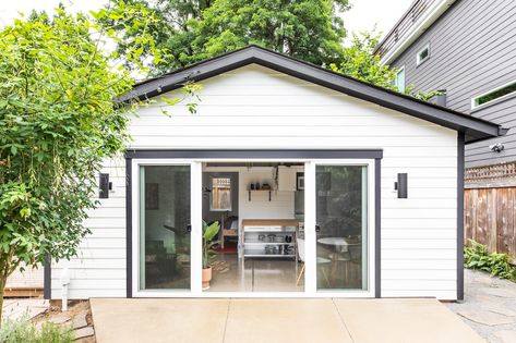 Tuff Shed Garage, Modern Pool House, Shed Garage, Tuff Shed, Converted Garage, Shed Interior, Accessory Dwelling Unit, Garage Conversion, Modern Pools