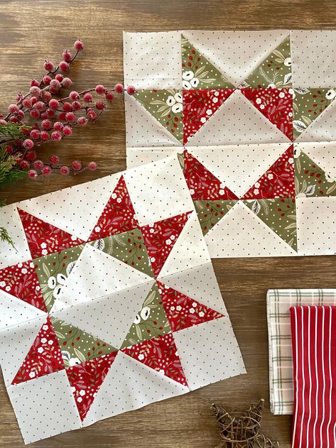 Banded Stars: Christmas Blocks Easy Christmas Quilt Patterns, Christmas Table Runners Patterns, Easy Christmas Quilt, Quilt Patterns For Beginners, Christmas Table Runner Pattern, Christmas Quilting Projects, Quilted Table Runners Christmas, Christmas Quilt Blocks, Quilt Blocks Easy