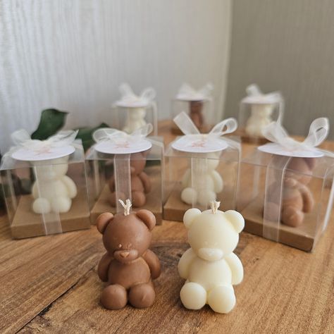 ✔️ The candles are 100% handmade and produced specially for you in the scent you choose. - Since it is handmade, each one may differ from each other. Each one is unique. ✔️ Each one is packaged with the label of your choice. ✔️  Teddy bear size: 4x5 cm.         Packed in 5x5cm boxes.         Weight: 16gr ✔️ All candles are produced with 100% vegan Soy Wax. Cotton wicks are used. It is ecological and environmentally friendly. * Your orders are prepared within 1 week and delivered to express cargo Teddy Bear Candle Favors, Bear Candle Favors, Bearly Wait Party Favors, Beary First Birthday Party Favors, We Can Bearly Wait Favor Ideas, Teddy Bear Baby Shower Theme Boy Decoration, Teddy Bear Favors Ideas, We Can Bearly Wait Party Favors, We Can Bearly Wait Centerpiece Ideas