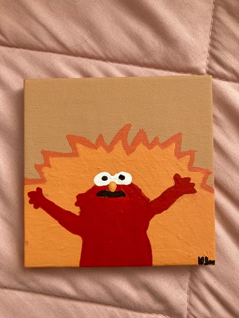 Day 1 🔥 Things To Paint Characters, Cute Square Paintings, Easy Funny Canvas Painting, Cute Basic Painting Ideas, Simple Art To Paint, Simple And Cute Painting Ideas, Ideas To Paint On A Canvas, Spongebob Painting Ideas Easy, Simple But Cute Paintings