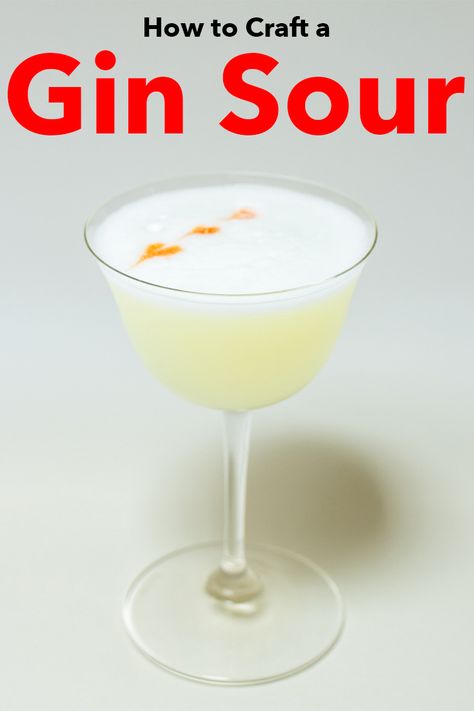 Pinterest image: photo of a Gin Sour with caption reading "How to Craft a Gin Sour" Gin Sour Cocktail Recipes, Sour Cocktail Recipes, Gin Sour Recipe, Central American Food, Sour Drink, Classic Gin Cocktails, Food From Different Countries, Desserts Around The World, Cocktail Gin