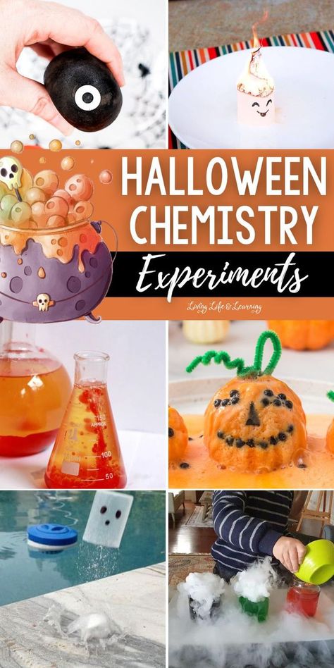 Halloween Chemistry Experiments M&m Experiment For Kids, Halloween Matter Experiments, Frankenstein Science Experiment, Halloween Themed Science Experiments, Halloween Experiments For Kids, Halloween Science Experiments For Kids, Halloween Chemistry, Halloween Experiments, Matter Experiments