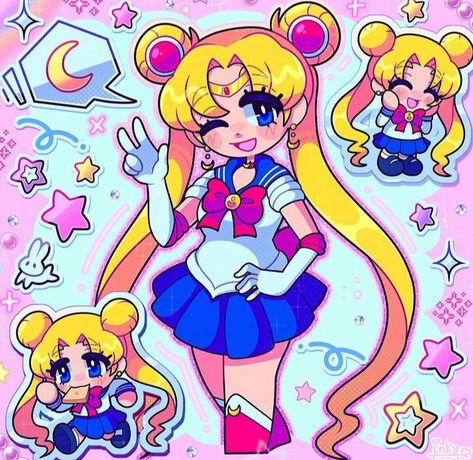 Slay Characters, Sailor Moon And Chibi Moon, Kidcore Art, Arte Sailor Moon, Sailor Moon Art, Mini Journal, Cute Kawaii Drawings, Cute Cartoon Drawings, Digital Art Anime