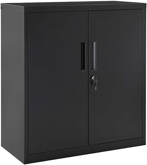 SONGMICS Garage Cabinet, Metal Storage Cabinet with Doors and Shelves, Office Cabinet for Home Office, Garage and Utility Room, Black UOMC013B01 Storage Cabinet Office, Locking Storage Cabinet, Metal Storage Cabinet, Storage Cabinet With Doors, Home Office Garage, Steel Storage Cabinets, Cabinet Office, Garage Cabinet, Office Cabinet