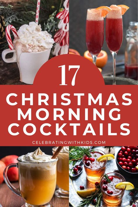 Christmas Brunch Beverages, Drinks To Serve At Brunch, Christmas Brunch Cocktails Drinks, Christmas Breakfast Mocktail, Winter Brunch Drinks, Christmas Morning Beverages, Christmas Brunch Drink Ideas, Christmas Morning Alcoholic Drinks, Winter Brunch Cocktails