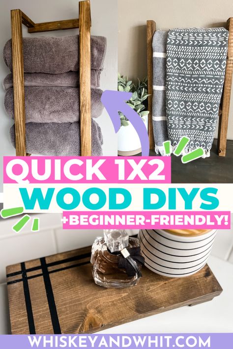 Grab some $2 1×2 lumber to make these EASY Beginner-Friendly Wood DIYs! - Whiskey & Whit 1 X 2 Wood Projects, Diy Wood Projects That Sell Fast, Small Wood Ideas Projects, Easy Beginner Woodworking Projects, 2x2 Wood Projects Diy, Diy Small Wood Projects To Sell, 1x2 Wood Projects, Small Woodworking Projects That Sell, 2 X 4 Scrap Wood Projects