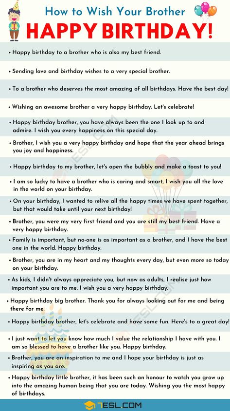 Birthday Wishes: 500+ Meaningful Happy Birthday Messages for Everyone 6 Happy Birthday To Brother Funny, Simple Birthday Wishes For Brother, How To Wish Your Brother Happy Birthday, Brother's Birthday Captions, Birthday To Brother, Brother's Birthday Wishes, Wishes To Brother Birthday, Brother'birthday Wishes, Birthday Message Brother