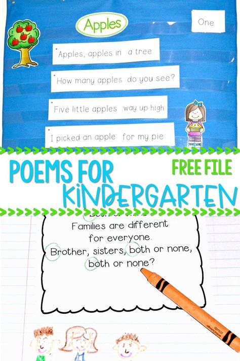 Poems for Kids! Poetry that is perfect for kindergarten students with a FREE poem sample. See how we incorporate poetry into our daily schedule to teach a multitude of reading skills. #kindergartenpoetry Poetry Kindergarten, Fun Poems, Kindergarten Poetry, Kindergarten Poems, Free Poems, Poems For Kids, Kindergarten Lesson Plans, Best Poems, Kindergarten Lessons