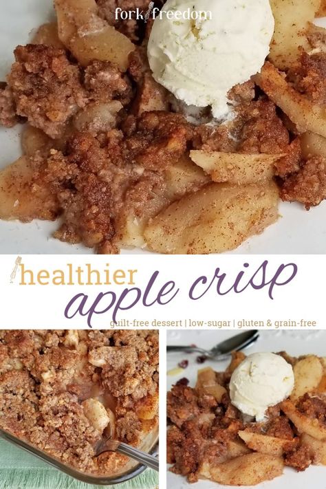 Low Sugar Apple Crisp Recipe, Sugar Free Apple Crisp, Delicious Apple Crisp, Apple Crisp Recipe Healthy, Crockpot Apple Crisp, Easy Healthy Dessert, Healthy Apple Crisp, Gluten Free Apple Crisp, Low Sugar Desserts