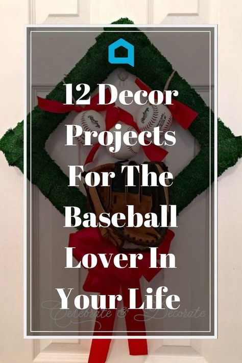 Dollar Tree Baseball Crafts, Baseball Sayings Signs, Baseball Diy Projects, Baseball Memorabilia Display Ideas, Baseball Arts And Crafts, Baseball Home Decor, Baseball Crafts Diy, Diy Baseball Decor, Baseball Room Ideas