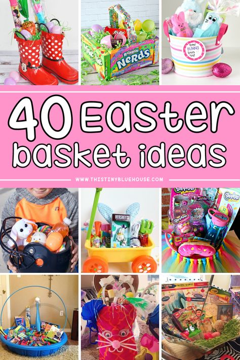 Surprise the people in your life with one of these best clever Easter basket ideas. There's something for kids of all ages and interests with 40 basket ideas to choose from. Pool Easter Basket, Candy Box Easter Basket, Garden Easter Basket, Creative Easter Basket Ideas, Giant Easter Basket, Easter Basket Alternatives, Teen Easter Basket, Easter Basket Themes, Unique Easter Baskets