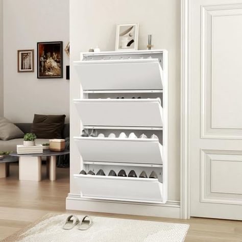 Shoe Cabinet Entryway The Home Depot, How To Store Shoes In Garage, Wall Shoe Organizer, Cute Shoe Organization, Entry Closet Shoe Organization, Shoe Closet Organization Entry Ways, Shoe Storage Small Entryway, Narrow Shoe Storage Entryway, Show Cabinet Entryway