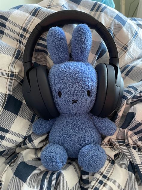 Miffy With Headphones, Blue Stuffed Animals, Blue Teddy Bear, Everything Is Blue, Cute Squishies, Dog Stuffed Animal, Four Kids, Blue Bunny, Cute Stuffed Animals