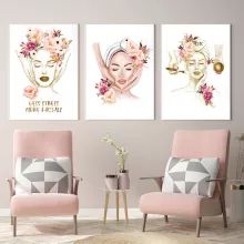 Spa Artwork Wall Decor, Beauty Salon Wallpaper, Beauty Salon Wall Art, Salon Wallpaper, Flex Banner Design, Esthetician Room Decor, Esthetics Room, Salon Wall Art, Clinic Interior Design