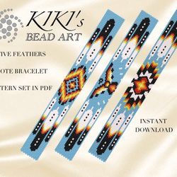 KikisBeadArt - InspireUplift Marketplace Loom Bead Patterns, Native Feathers, Patterns For Bracelets, Colour Numbers, Native American Beadwork Patterns, Native Beading Patterns, Bead Loom Designs, Art Perle, Bead Loom Pattern