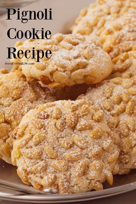 Pignoli Cookies Recipe Pinole Cookies, Pignoli Cookies Recipe, Ricotta Cheese Cookies, Easiest Cookies, Cheese Cookies Recipe, Pignoli Cookies, Christmas Cookie Exchange Recipes, Cookie Exchange Recipes, Italian Bakery