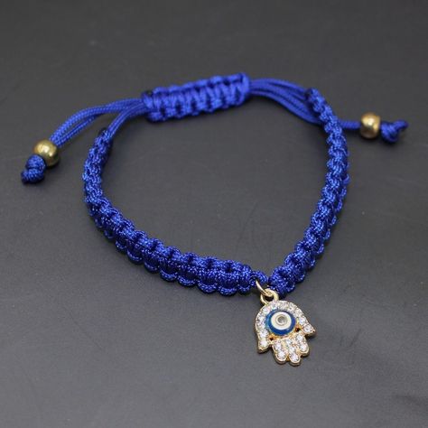 Evil Eye Diy, Hamsa Bracelet Evil Eye, Blue Hamsa, Hippie Crafts, Evil Eye Hand, Yoga Pendant, Lotus Bracelet, Mandala Jewelry, Bracelet Evil Eye