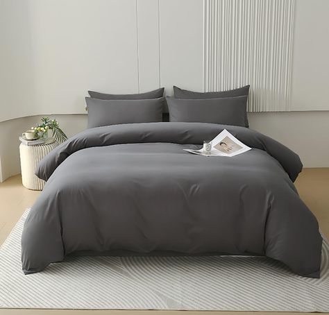 PRICES MAY VARY. HIGH QUALITY MATERIAL: This grey COMFORTER set king size is covered by cotton material and filled with 240gsm whole-piece superior microfiber. Very soft, comfortable, breathable and durable, provides exceptional warmth and comfort you've been looking for. A BAG CONTAINS: 3 pcs COMFORTER SET--1 comforter 90x104 inches (king size), 2 pillowcases 20x36 inches.(Not include sheet and pillows). USAGE SCENARIOS: This dark gray comforter king is very modern and luxurious, it can be rede Gray Bed Spread, Grey Bedsheet, Dark Grey Comforter, Dark Grey Bedding, Gray Comforter, Bedding Grey, House Schedule, Gray Bedding, Comforters Sets