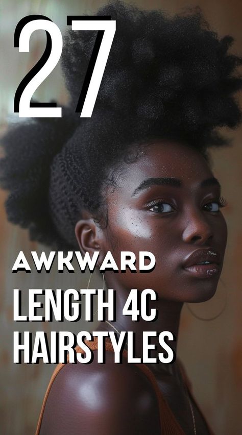 Don’t let the awkward length of your 4C hair get you down! These 27 gorgeous hairstyles, including bantu knots, protective cornrows, and textured buns, will make styling your hair both fun and fabulous during the growth phase. Black Hair 4c Styles, 4c Hairstyles Shoulder Length, 4c Easy Protective Hairstyles, 4c Pineapple Hairstyle, Hairstyles For Twa 4c Hair, Ponytail Hairstyle Natural Hair, Med Length Natural Hair Styles, How To Do A Blow Out On 4c Hair, Women's Natural Hairstyles