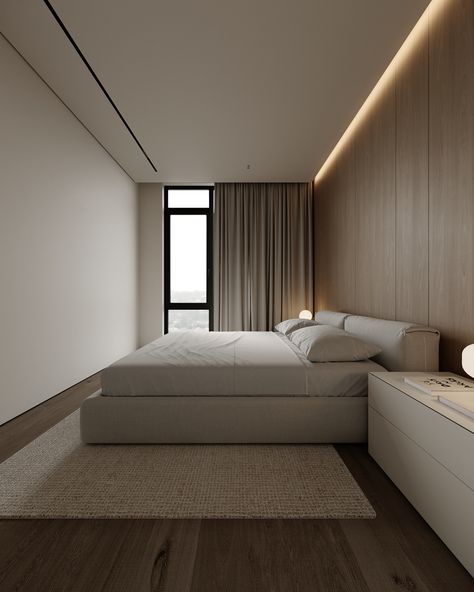 Hayat Park 182 on Behance Bedroom Hacks, Minimalist Bedroom Design, Bedroom Bed Design, Architecture Interior Design, Autodesk 3ds Max, Apartment Interior, Minimalist Bedroom, Architecture Interior, Design Case