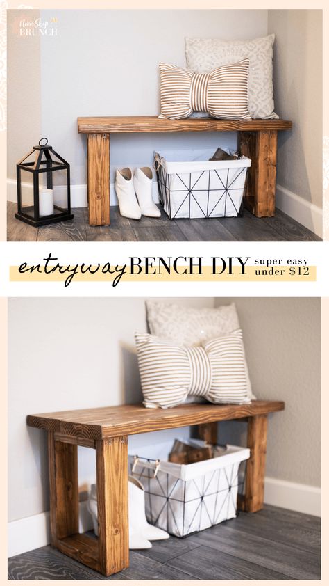 Entryway Bench Decor, Diy Entryway Bench, Koti Diy, Entry Bench, Diy Entryway, Bench Diy, Modern Entryway, Bench Decor, Diy Bench