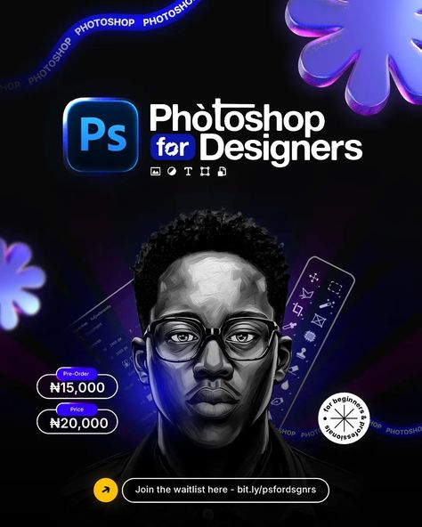 PHOTOSHOP FOR DESIGNERS The PFD course is tailored for graphic designers who are new to Photoshop, and even for professionals, there's a high chance that you'll learn one or two more things to add to your well of knowledge. Now, whether you are a Pixellab designer that recently transitioned to Photoshop or you just started with Photoshop without any prior experience in graphic designing or any software for design then you'll need to get this course. This course has up to 8 distinct modules,... Profile Design Ideas, Graphic Designer Profile, Courses Poster, Course Poster Design, Graphic Design Theme, Course Poster, Graphic Design Video, Graphic Design Courses, Che Guevara Art