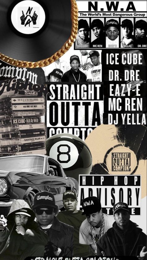 The Hundreds Wallpapers, Straight Outta Compton Poster, Hip Pop Wallpaper, Gangsta Wallpaper Iphone, Straight Outta Compton Wallpaper, Nwa 90s Wallpaper, Gangster Background, N.w.a Aesthetic, Old School Rap Aesthetic