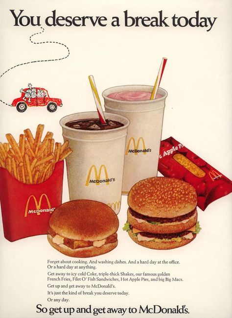 See Early Ads and Photographs From the McDonald’s Archives 1980 Magazine, Vintage Fast Food, Vintage Food Posters, Gifts Packing, Mcdonald Menu, Room Bedrooms, Fish Sandwich, Magazine Advertisement, Food Advertising