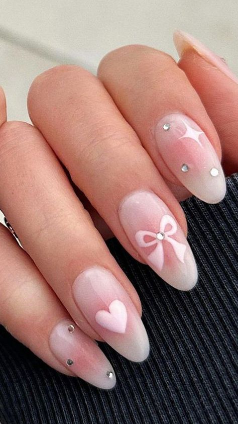 24 January Nail Ideas to Ring In the New Year Cute Nails New Years, Cute Nails To Get For Your Birthday, Eid Nails 2024, Round Cute Nails, Nail Ideas Cute Design, Design For Nails Ideas, Soft Core Nails, Cute Nails For December, Nail Design Ideas Almond Shape