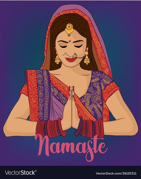 Namaste Illustration, Namaste Images, Drawing Rangoli, Marriage Art, Happy Dussehra Wallpapers, Namaste Hands, Bride Cartoon, Dussehra Wallpapers, Graphic Wedding Invitations