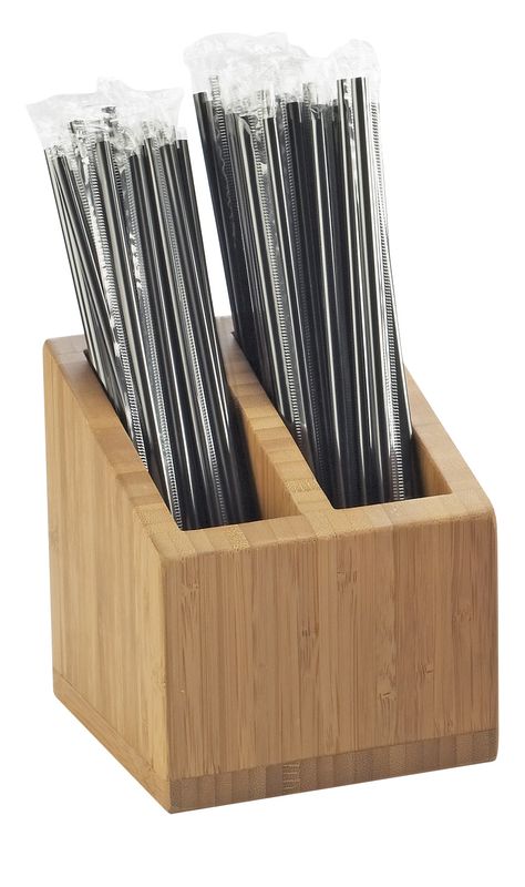 Bamboo Straw Holder Maybe made outta metal Straw Dispenser, Bamboo Flatware, Coffee Station Kitchen, Straw Holder, Flatware Organizer, Disposable Plastic Plates, Wood Cleaner, Bamboo Construction, White Cocktails