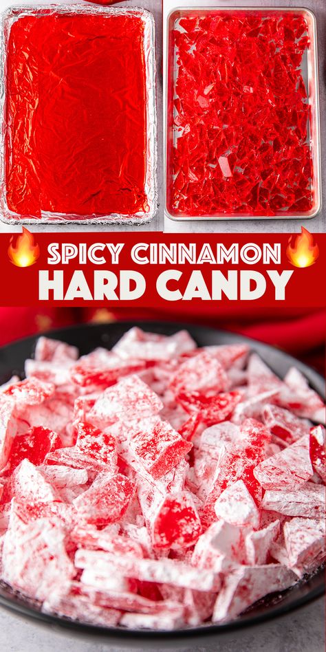 Cinnamon Hard Candy Easy, Red Hot Cinnamon Hard Candy, Recipes Using Red Hot Candy, Hard Cinnamon Candy Recipes, Peppermint Hard Candy Recipe, Cinnamon Candy Hard, Hard Candy Recipes Easy, Hot Cinnamon Candy, Cinnamon Hard Candy