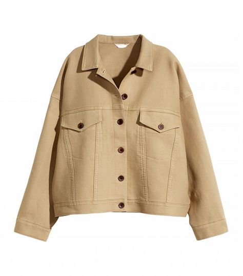 Aesthetic Clothes Png, Beige Jacket, Twill Jacket, H&m Jackets, Button Jacket, Spring Jackets, Simple Trendy Outfits, Brown Jacket, Girly Fashion