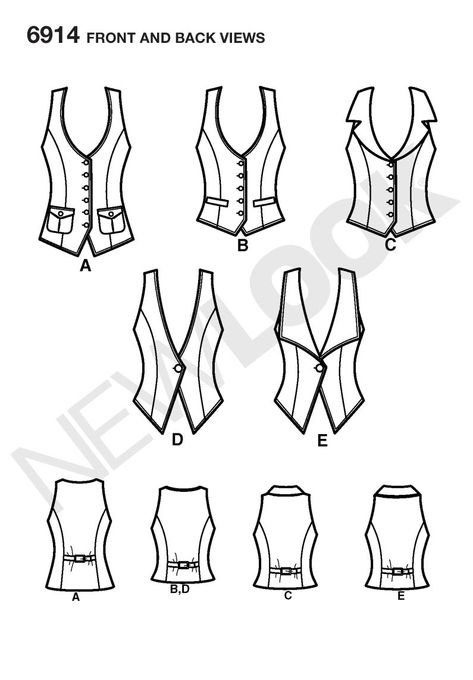 New Look 6914  Misses' Lined Vest Ladies Waistcoat, Waistcoat Pattern, Vest Sewing Pattern, New Look Patterns, Women Outerwear, Retro Mode, Vest Pattern, Sewing Techniques, Women's Vest