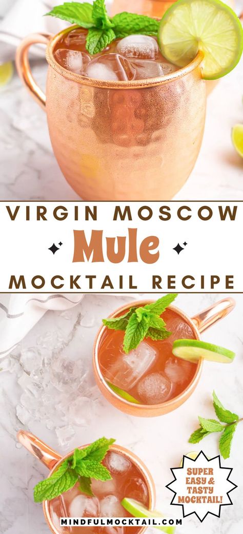 Virgin Moscow Mule, Mock Cocktails, Ginger Beer Drinks, Summer Mocktail Recipes, Easy Mocktails, Easy Mocktail Recipes, Mocktail Drinks, Mule Recipe, Alcohol Free Drinks