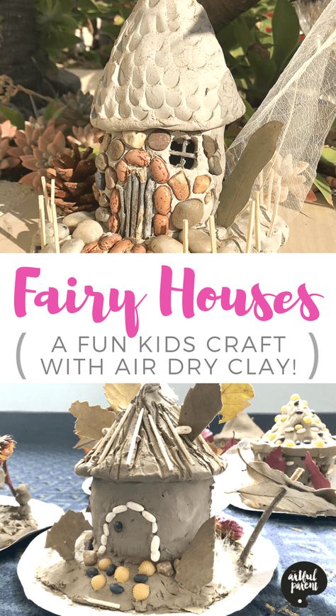 How To Make A Sculpture, Cottage Crafts For Kids, Make A Fairy, How To Work With Air Dry Clay, Air Dry Clay Outdoor Projects, Air Dry Clay Crafts For Kids, Kids Clay Crafts, Clay Garden Art, Air Dry Clay For Kids