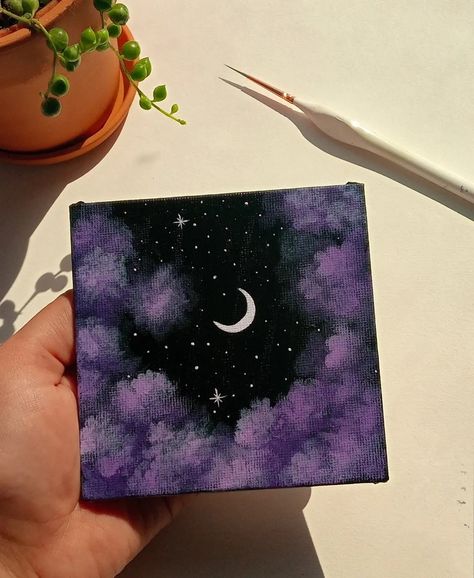 Painting On A Small Canvas Easy, Drawing Ideas For Small Canvas, Paintings Ideas On Small Canvas, Mini Canvas Cloud Painting, Mini Canvas Art Beginners, Mini Cute Painting Aesthetic, Mini Canvas Inspo Easy, Mini Canvas Sky Paintings, Mini Canvas Art Aesthetic Acrylic