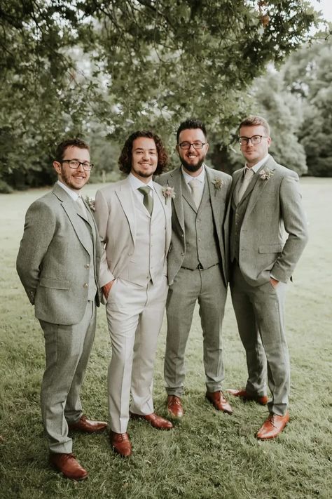 Sage Green Wedding Theme, Green Wedding Suit, Wedding Groomsmen Attire, Men In Suits, Groom And Groomsmen Suits, Mens Wedding Attire, Groom Wedding Attire, Groomsmen Outfits, Green Themed Wedding