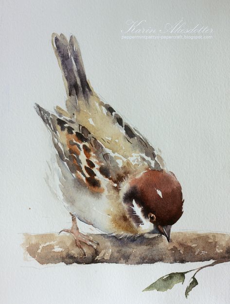 Bird Painting Watercolor, Birds Watercolor Paintings, Watercolor Birds Easy, Watercolor Birds Paintings, Animal Watercolor Paintings, Watercolor Sparrow, Aquarelle Ideas, Acuarela Ideas, Sparrow Watercolor